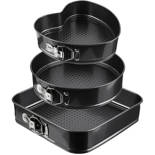 Форма для торта SUNHOME (квадратная 22 см, круглая 20 см, с сердечком 18 см) комплект из 3 шт.