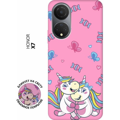 Матовый чехол Unicorns and Candies для Honor X7 / Хонор Х7 с 3D эффектом розовый матовый чехол unicorns and candies для honor x7 хонор х7 с 3d эффектом мятный