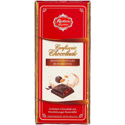 Шоколад Reber Горький Almond Praline-Rum Truffle с трюфильной начинкой из миндаля и рома, 100 г