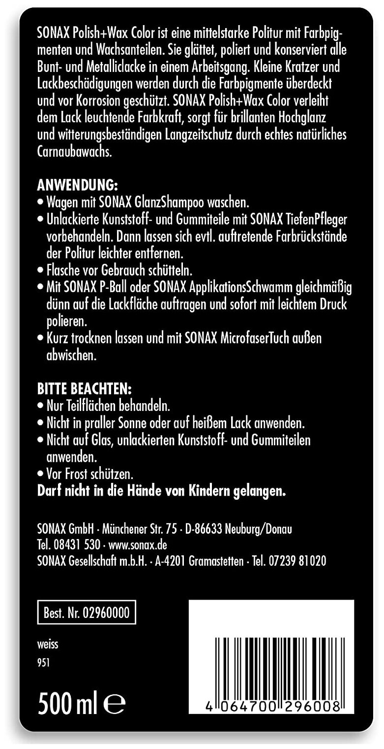 Полироль SONAX NanoPro цветной с воском + карандаш (белый), 500мл - фото №4