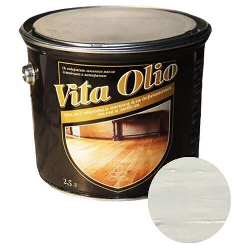 фото Масло-воск живая краска vita olio для паркета, лестниц и мебели, серебристый/серый, 2.5 л