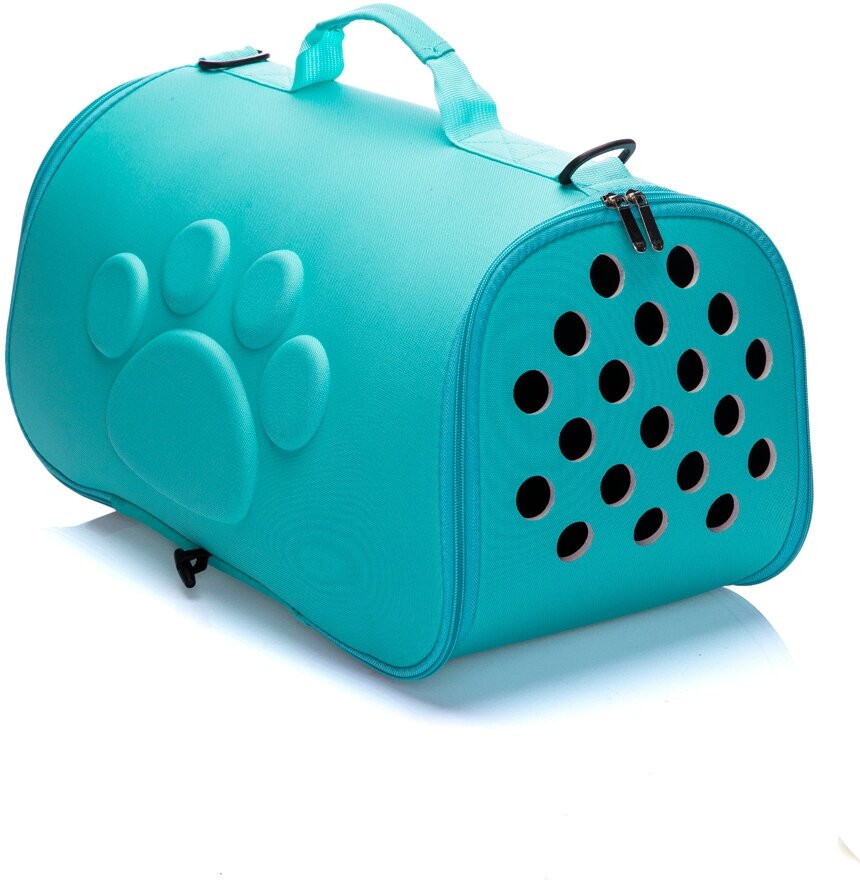 Сумка-переноска для собак и кошек, складная, цвет голубой - фотография № 3