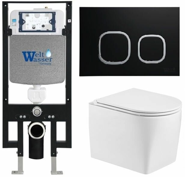 фото Унитаз с инсталляцией WeltWasser AMBERG 497 + NESENBACH 004 GL-WT + AMBERG RD-BL