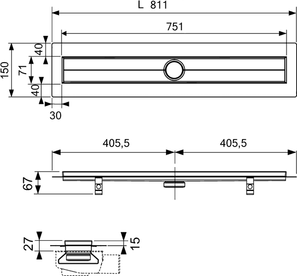 TECE 600800 TECEdrainline Дренажный канал , прямой, 80 см - фотография № 2