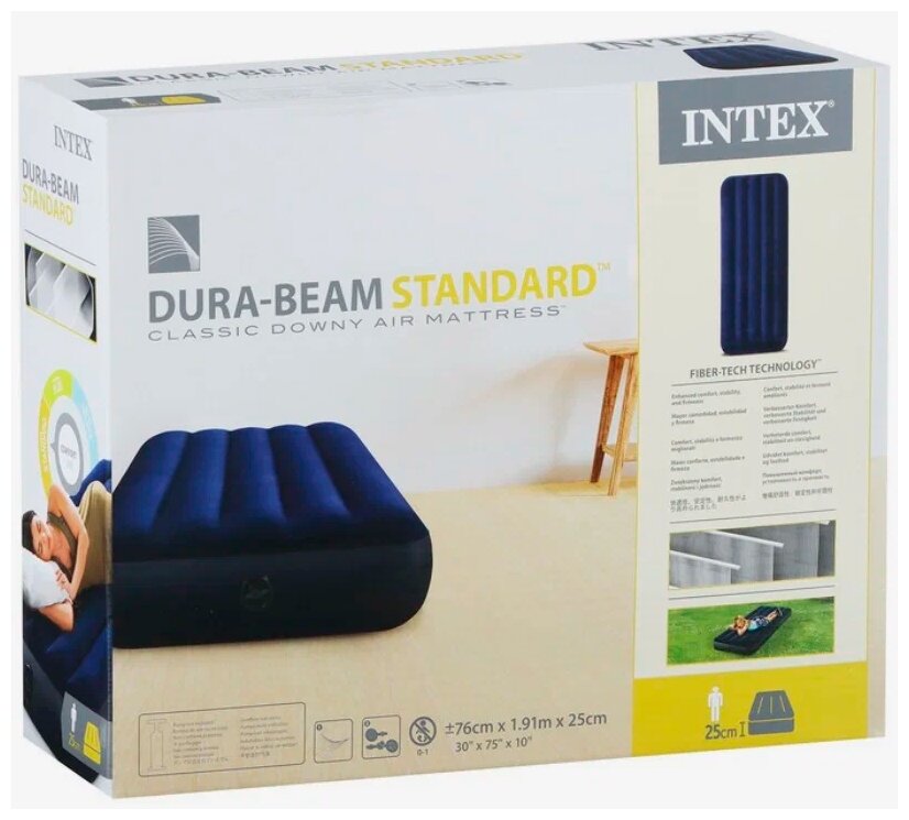 Надувной матрас Intex Classic Downy Airbed (64756) синий