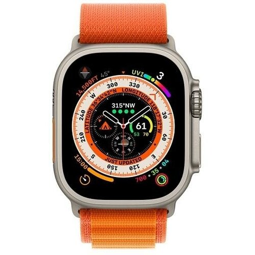 Apple Watch Ultra 49mm Titanium Case with Medium Orange Alpine Loop (MQFJ3) LL