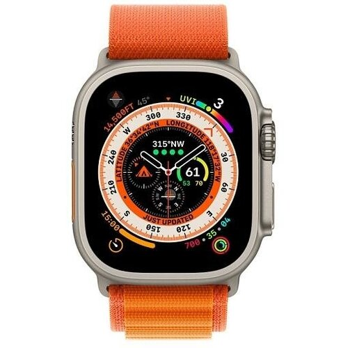 Apple Watch Ultra 49mm Titanium Case with Medium Orange Alpine Loop MQFJ3 LL 9375000₽