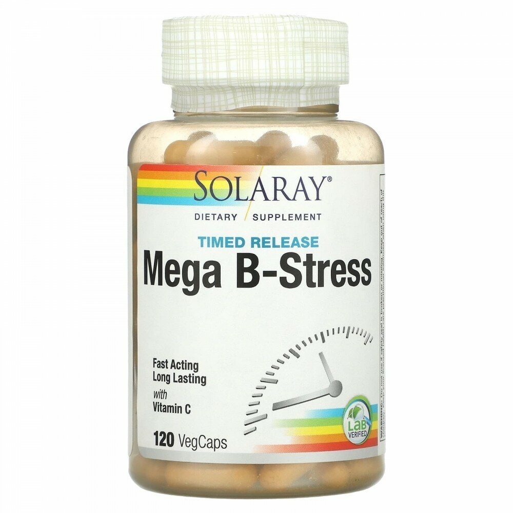 Solaray Vitamin B-Stress AM Timed Release (Комплекс витаминов группы B против стресса) 120 капсул