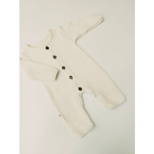 фото Комбинезон детский, хлопок, хлопок 100%, на кнопках, открытая стопа, размер 80, белый бутик для малышей "мой ангелок"