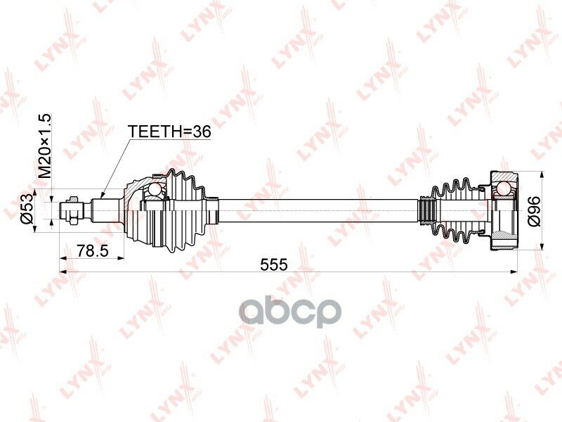 Привод В Сборе L Audi A6 Mt 96-03, Skoda Octavia(1U/1Z) 1.4-1.9D Mt 96-10, Vw Golf Iv 1.4-1.9D Mt 97-05 LYNXauto арт. CD-1225