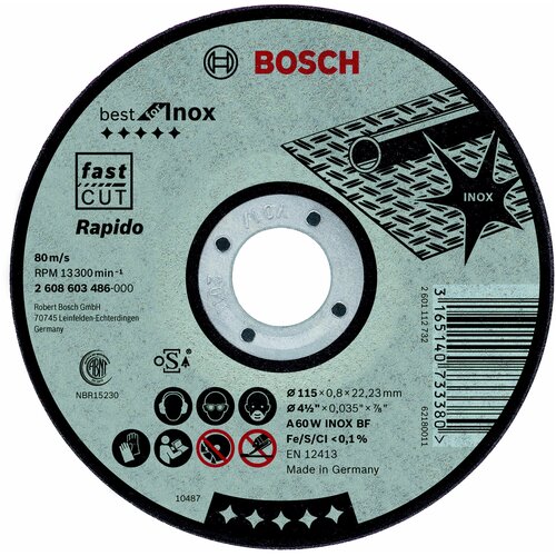фото Диск отрезной bosch best for inox 2608603486, 115 мм 1 шт.