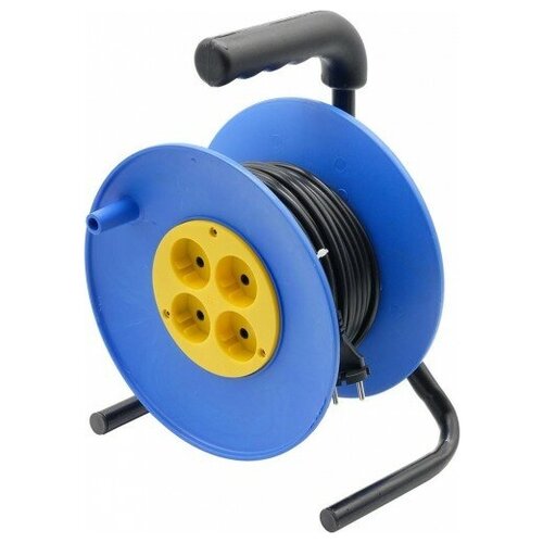 Удлинитель силовой на катушке GLANZEN 4 гн. ПВС 2х1,5 (EC-30-006), 00-00006556