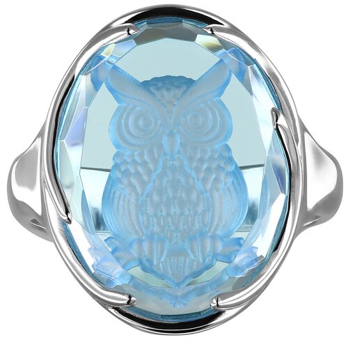 Кольцо IVENA, серебро, 925 проба, чернение, кварц, размер 19.5, голубой