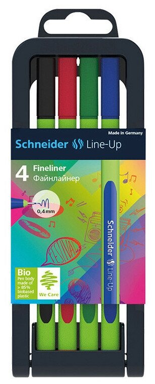 Набор капиллярных ручек Schneider "Line-Up" 04цв., 0,4мм, европодвес (арт. 255694)