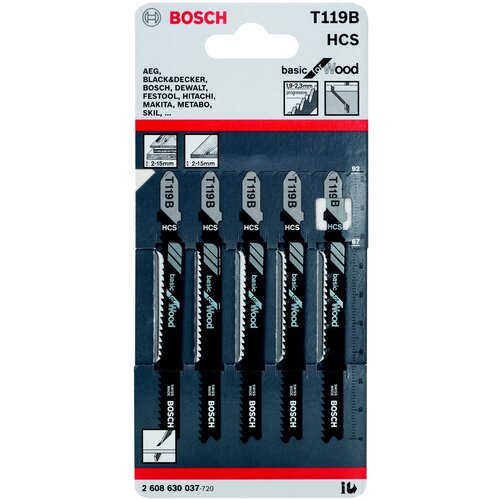 Набор пилок для электролобзика BOSCH 2608630037, 5 шт. набор пилок для электролобзика bosch 2608631014 5 шт