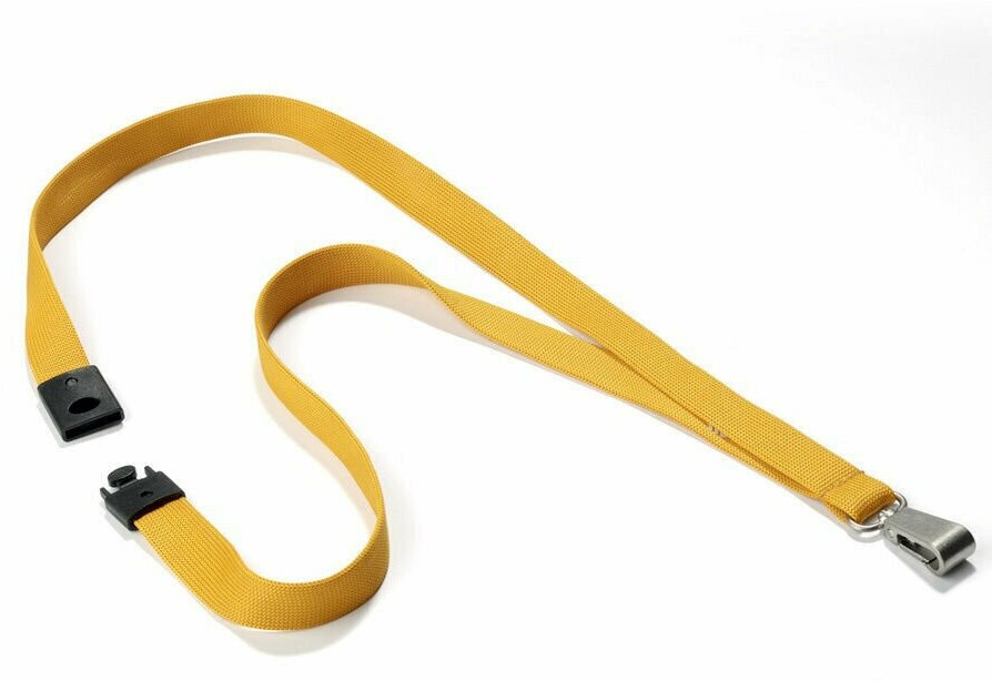 Шнурок для бейджа 10 мм безопасный замок текстильный желтый