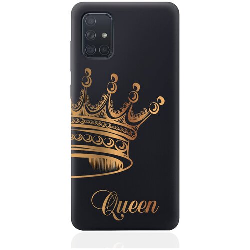 Черный силиконовый чехол MustHaveCase для Samsung Galaxy A71 Парный чехол корона Queen для Самсунг Галакси А71
