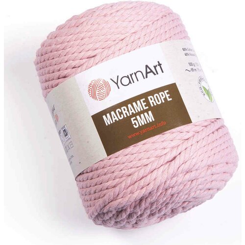 Пряжа YarnArt Macrame Rope 5mm розовый (762), 60%хлопок/ 40%вискоза/полиэстер, 85м, 500г, 1шт