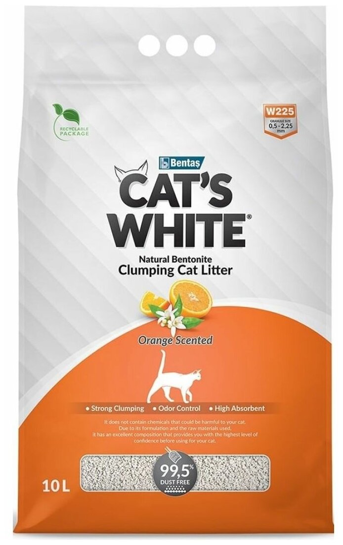 Комкующийся наполнитель Cat's White Orange с ароматом апельсина для кошачьего туалета (5л) - фотография № 16