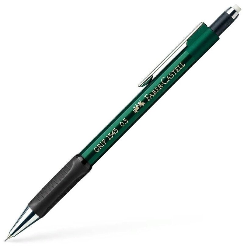 Карандаш механический Faber-Castell "Grip 1345" B, 0,5мм, грип, с ласт., автоподача грифеля, зеленый, 1 шт