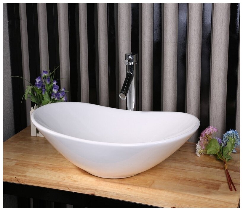 Раковина для ванной. Раковина накладная CeramaLux N 7811A белый без перелива - фотография № 5