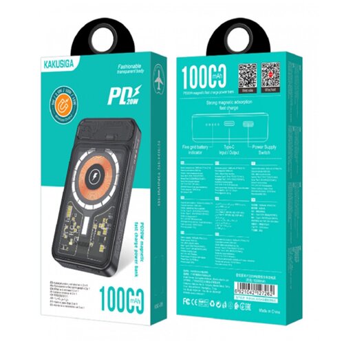 Внешний аккумулятор пауер банк с беспроводной магнитной зарядкой KAKUSIGA Power Bank KSC-885 емкостью 10000mAh 622500₽