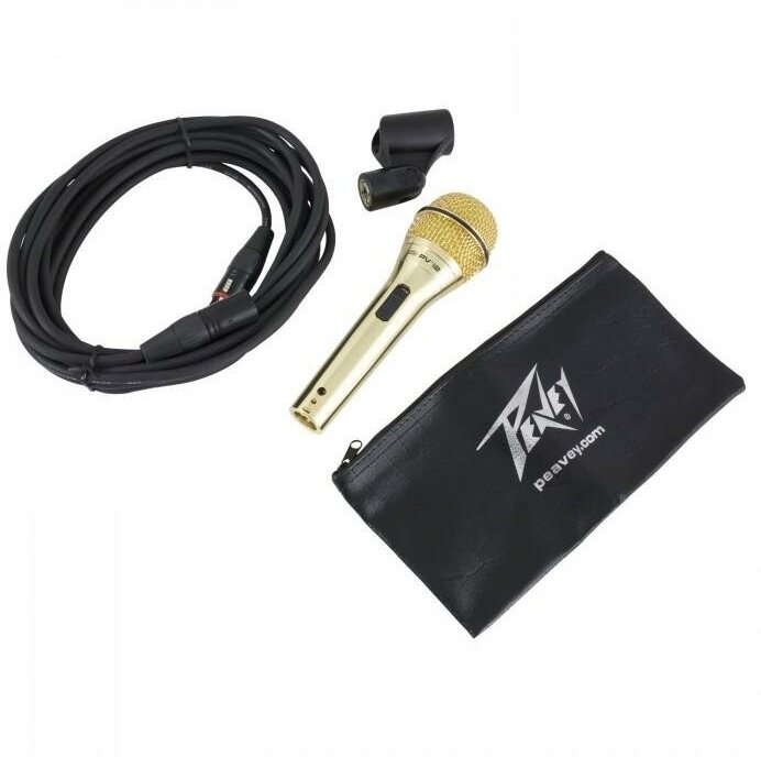 Peavey PVI 2G XLR MIC Комплект: микрофон динамический кардиоидный вокальный золотого цвета, кабель X