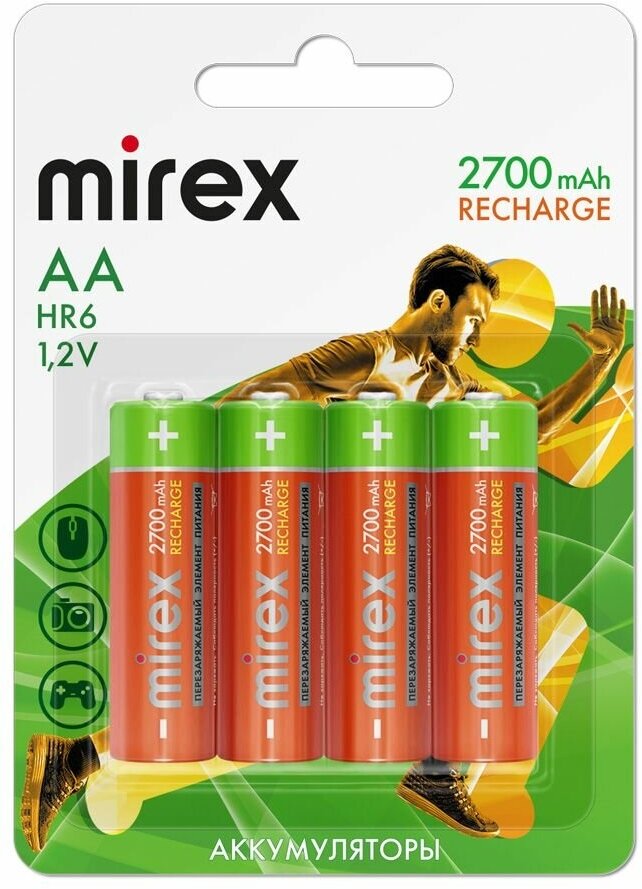 фото Аккумулятор Ni-MH Mirex HR6 / AA 2700mAh 1,2V 4 шт , ecopack