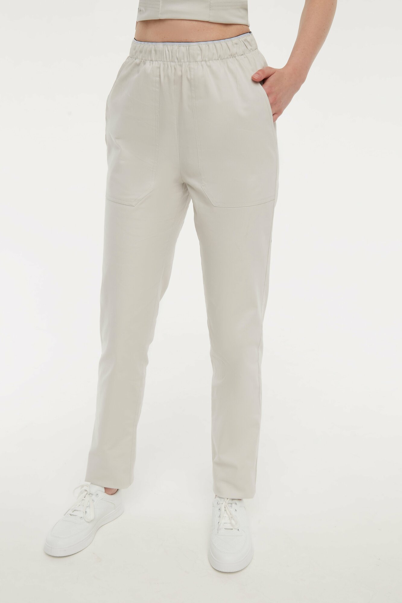 Медицинский костюм MEDIAL Стрейч 02 Цвет белый, светло-серый, молочный. Размер 50 MEDFUL02JEAWHTWHT50