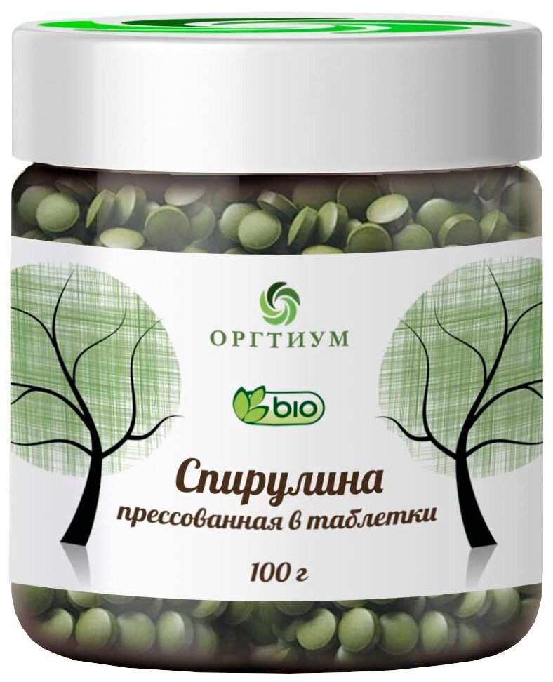 Спирулина прессованная в таблетки, 100г, Оргтиум