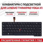 Клавиатура (keyboard) RVWV-84US для ноутбука Lenovo ThinkPad Yoga X1 2nd Gen 2017, X1 Yoga 3rd Gen (Type 20LD, 20LE, 20LF, 20LG), черная с подсветкой - изображение