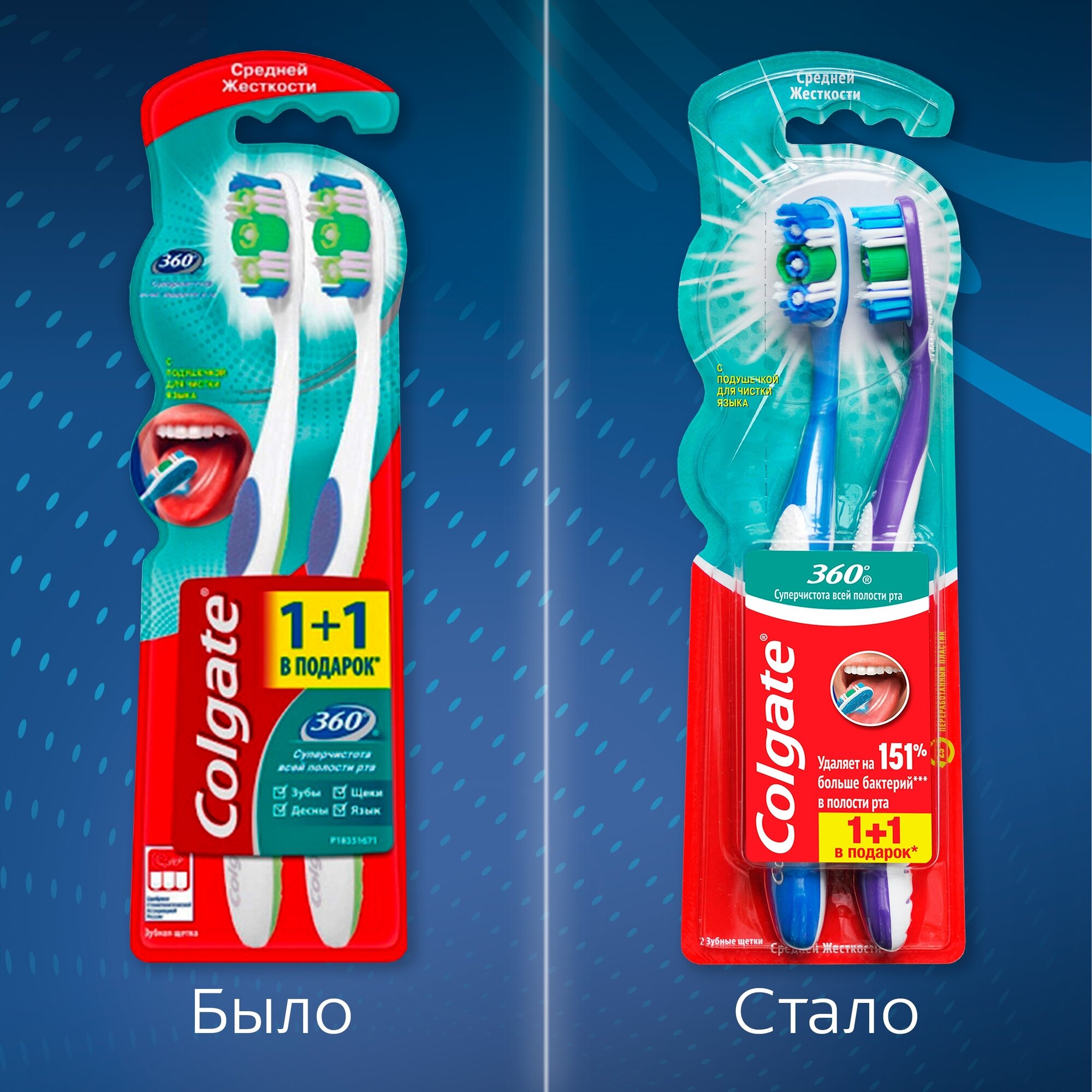 Зубная щетка Colgate 360° Clean средней жесткости, 1+1 шт. - фото №4