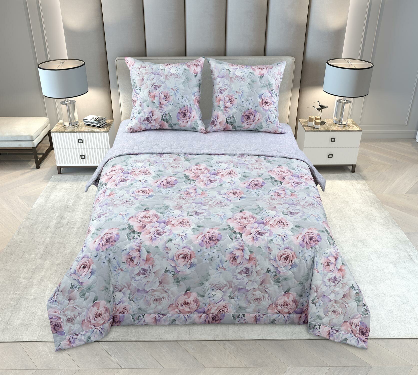 Постельное белье с одеялом Бал цветов, перкаль, 1.5-спальное, наволочки 70х70