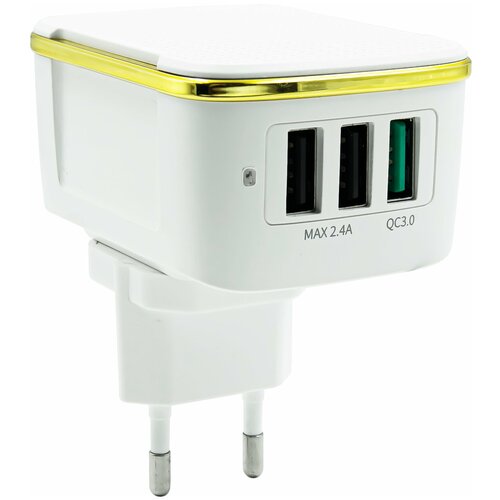 фото Сетевое зарядное устройство joyroom l-2aq30s (3-usb) quick charger 3.0 (белый)