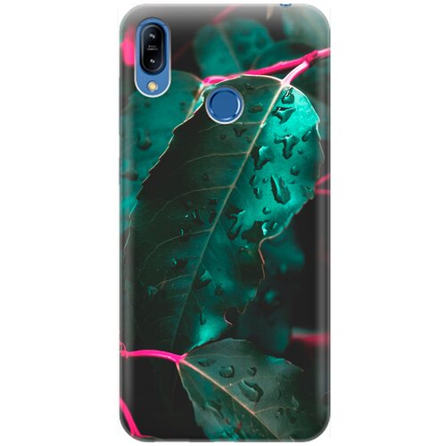 фото Re:pa накладка transparent для asus zenfone max (m2) zb633kl с принтом "капли на листьях"