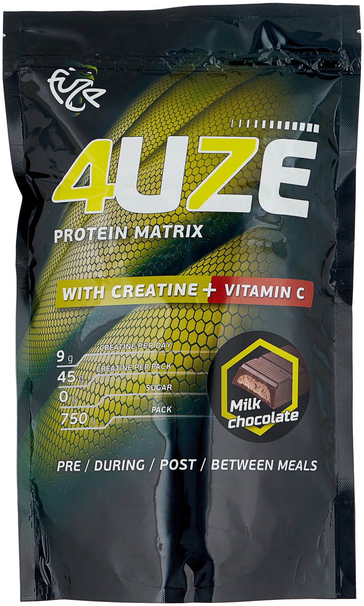 Мультикомпонентный протеин от FUZE "4UZE 47% Creatine + vitamin C" 750 г : Молочный шоколад