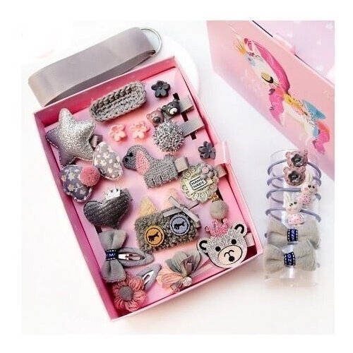 Подарочный набор заколок и резинок для девочек 18 предметов 649₽