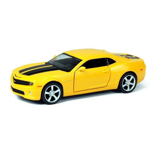 Машина металлическая Chevrolet Comaro 2010, желтый матовый цвет, двери открываются, 1 шт.