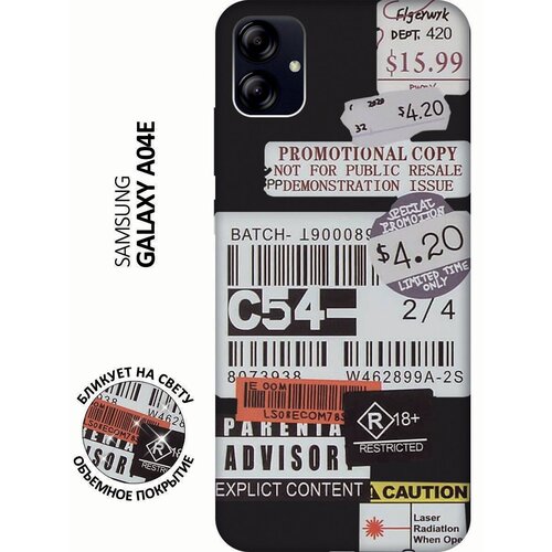 Матовый чехол Tag Stickers для Samsung Galaxy A04e / Самсунг А04е с 3D эффектом черный матовый чехол kickboxing для samsung galaxy a04e самсунг а04е с 3d эффектом черный