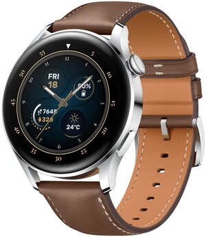 Смарт-часы Huawei Watch 3 Galileo-L21E 1.43" AMOLED корп. серебристый рем. коричневый (55026813)