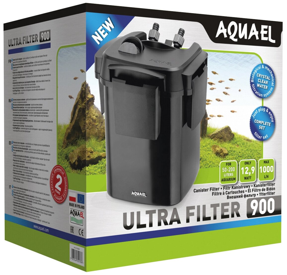 Внешний фильтр AQUAEL ULTRA FILTER 900 для аквариума 50 - 200 л (1000 л/ч, 12.9 Вт) - фотография № 1