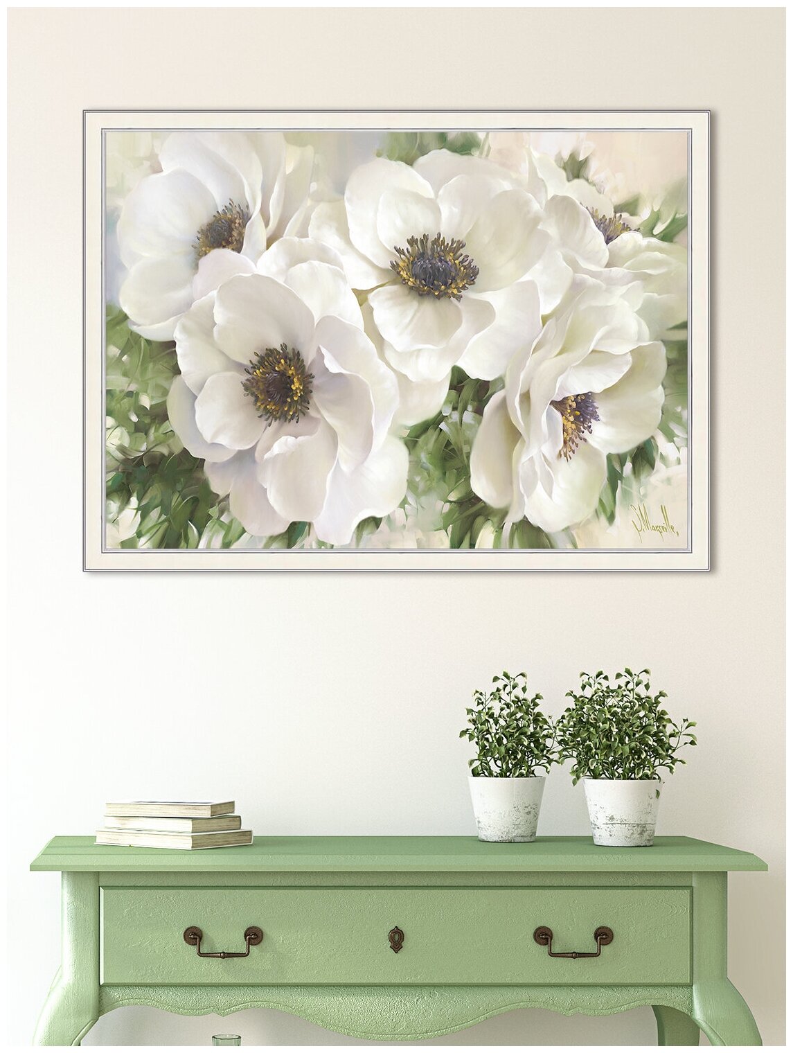 Картина на стену для интерьера "Анемоны. Цветы вдохновения", 57х77 см, на бумажном холсте, в раме, цветы/постер в рамке/Графис
