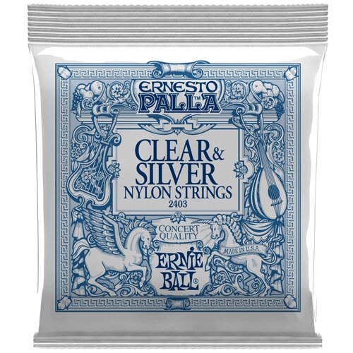фото Ernie ball 2403 ernesto palla clear&silver nylon medium 28-42 струны для классической гитары