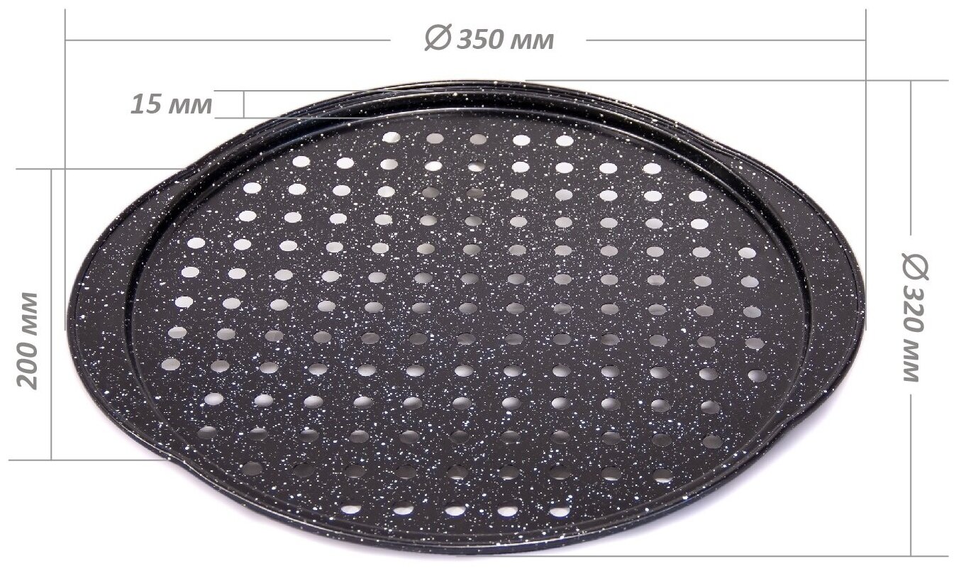Форма для пиццы с перфорацией и антипригарным покрытием, 35х32х1.5 см цвет черный - фотография № 5
