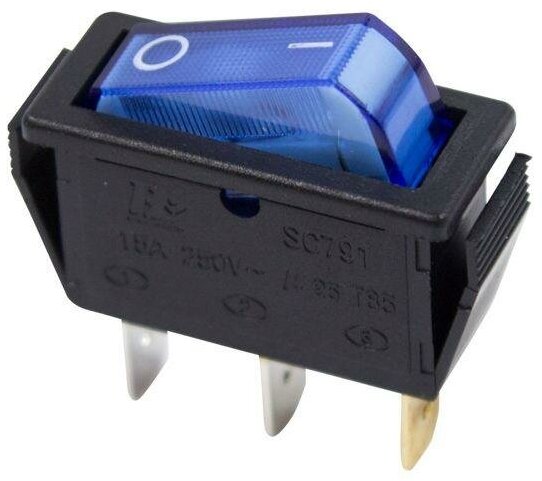 фото Выключатель клавишный 250В 15А (3с) ON-OFF син. с подсветкой (RWB-404 SC-791 IRS-101-1C) Rexant 36-2211
