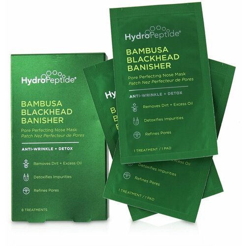 Hydropeptide Bambusa Blackhead Banisher поросуживающая очищающая маска против черных точек с экстрактом бамбука и вулканическим пеплом, 8 шт