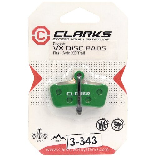 clark s торм колод vx859c 3 343 диск полимер avid xo elixir 7 trail elixir 9 trail sram guid Колодки дискового тормоза VX859C органика зеленые Clarks VX859C