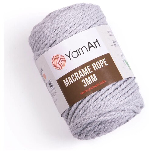 Пряжа YarnArt Macrame Rope 3mm | Пряжа Yarnart Macrame Rope 3mm - 756 св. серый | 4шт упаковка | Вискоза & полиэстер: 40%, Хлопок: 60%