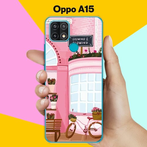 Силиконовый чехол на OPPO A15 Розовые здания / для Оппо А15 силиконовый чехол на oppo a15 розовые сердца для оппо а15