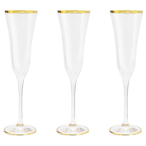 Набор из 6 штук Бокал для шампанского Same Сабина золото 175мл, стекло (SM-4155_G_)